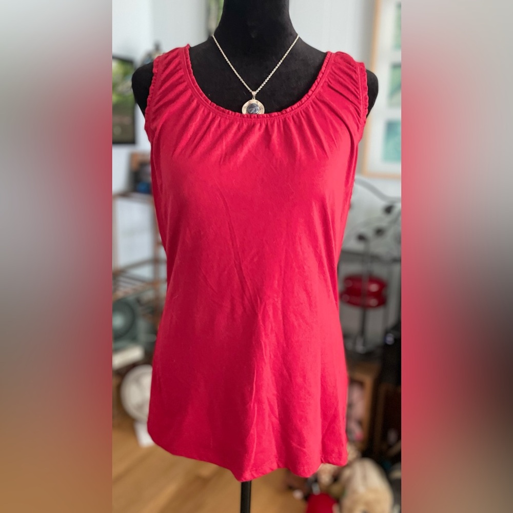 Red Cotton Sleeveless Tank Top Size Small